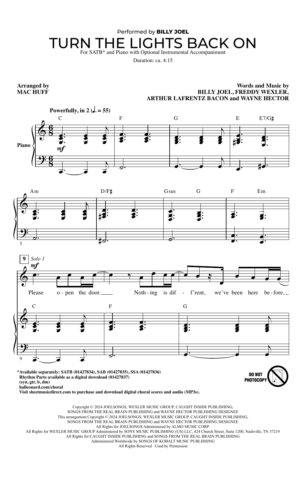 Product picture to: Turn The Lights Back On (arr. Mac Huff)