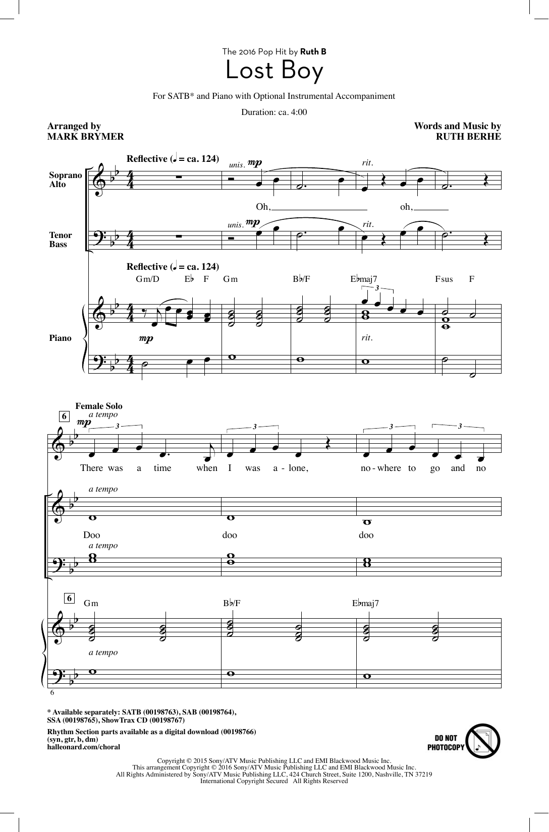 Produktgalerie: Seite 1 von 1 Lost Boy (arr. Mark Brymer), Ruth B, Chor