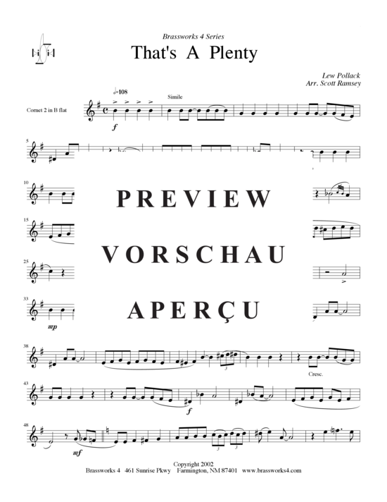 Produktgalerie: Seite 9 von 14 That´s A Plenty, , (2xTrompete in B, Horn in F, Posaune)