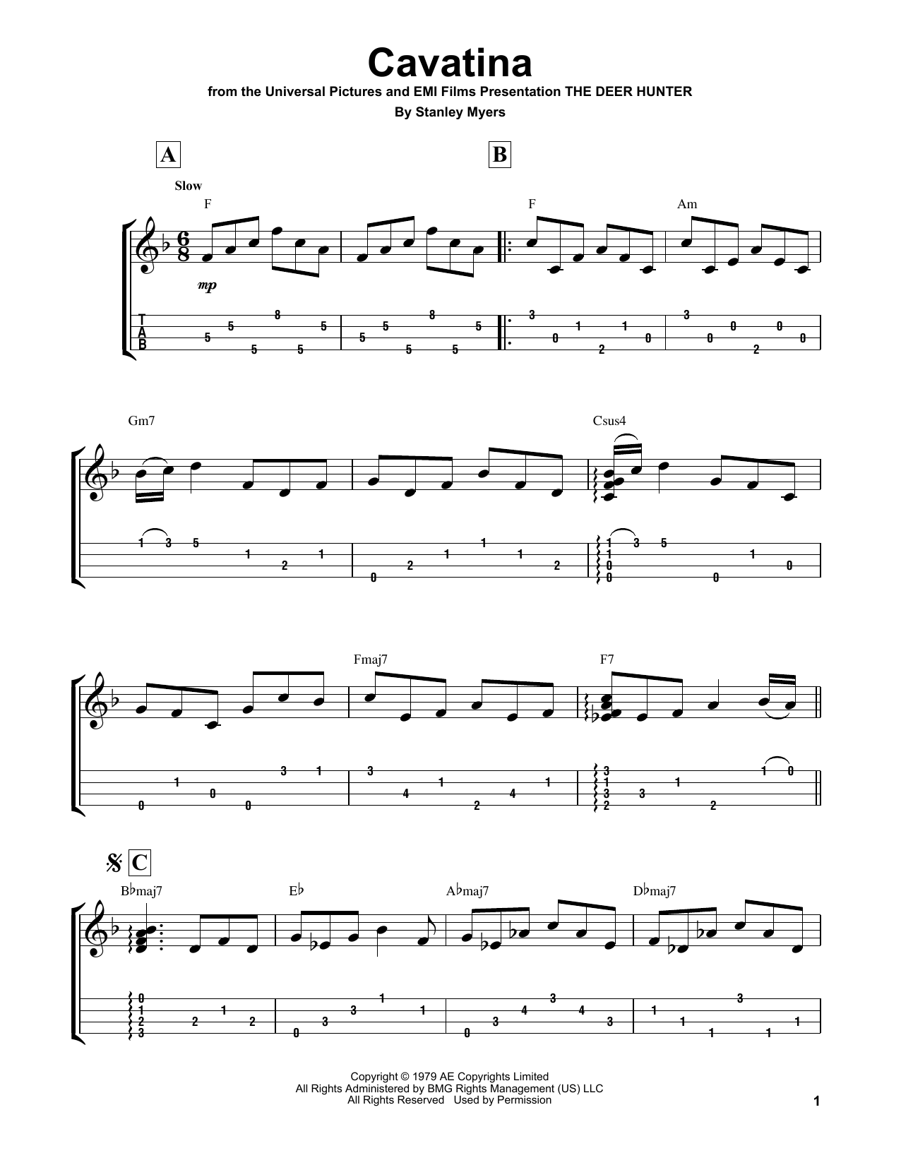 Product gallery: Page 1 of 1 Cavatina, Stanley Myers