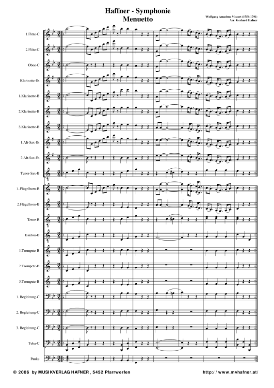 Product gallery: Page 1 of 11 Menuett aus der Haffner Sinfonie (KV 385, 1782), , (large wind orchestra)