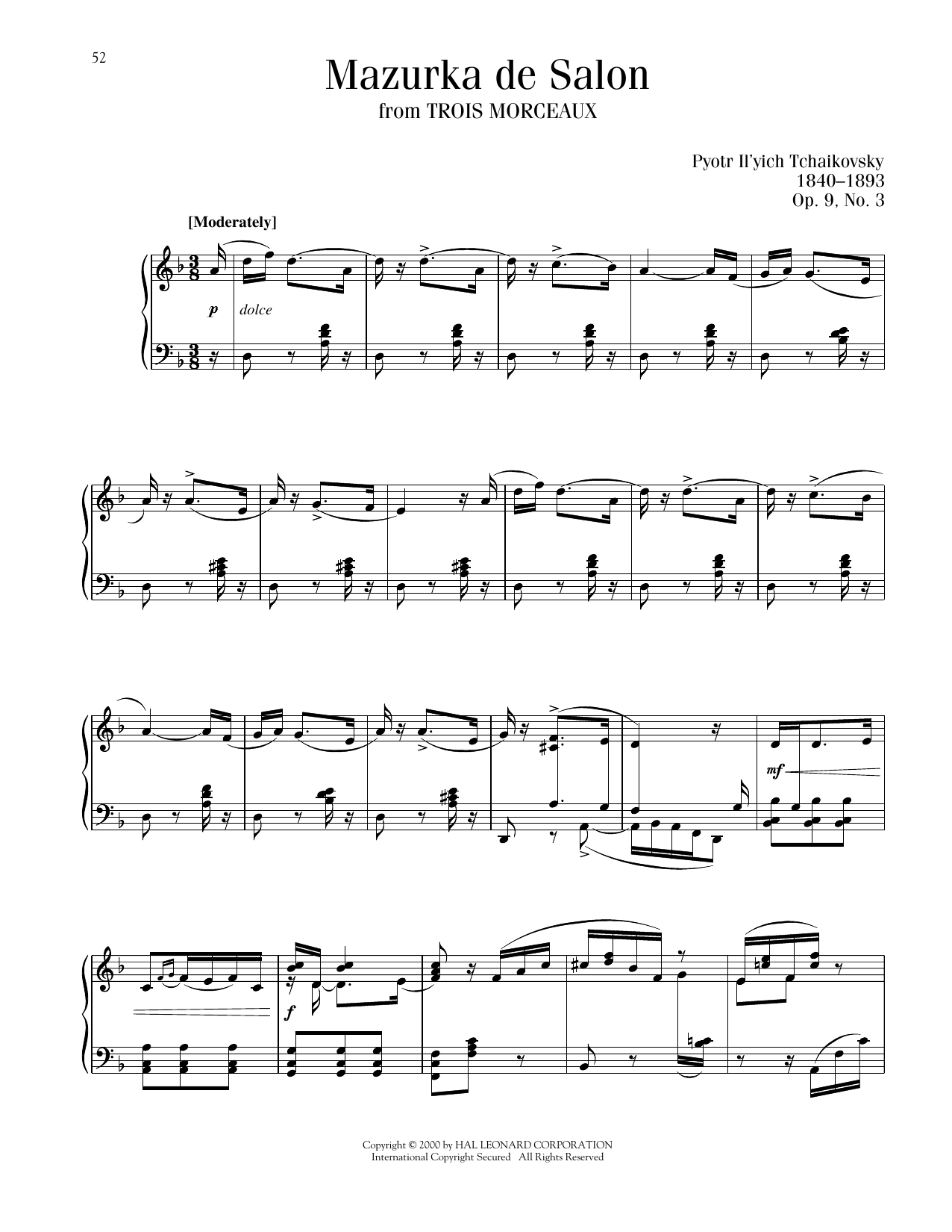 Produktbild zu: Mazurka De Salon, Op. 9, No. 3