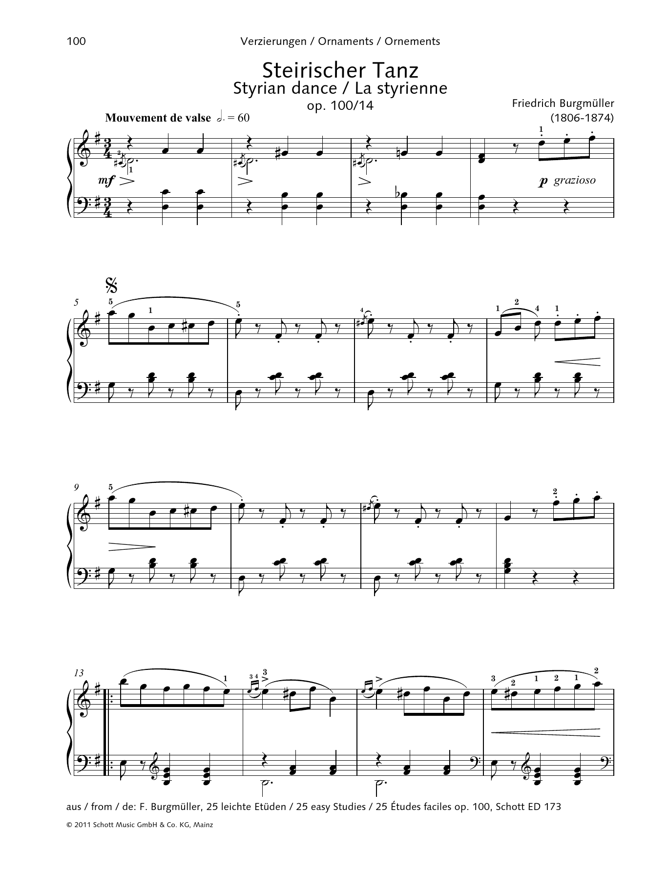 Product gallery: Page 1 of 1 Styrian Dance Op. 100 No. 14, Friedrich Burgmuller