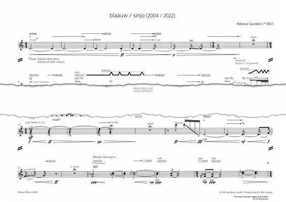Produktgalerie: Seite 1 von 1 blaauw / sinjo (2004 / 2022), Rebecca Saunders, Trompete