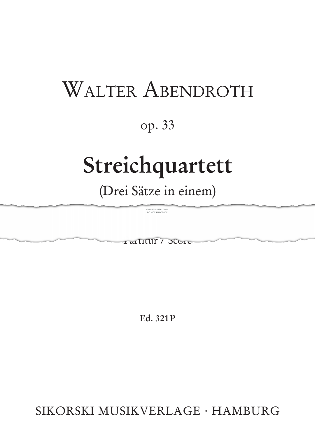 Product picture to: String Quartet (Three movements in one)