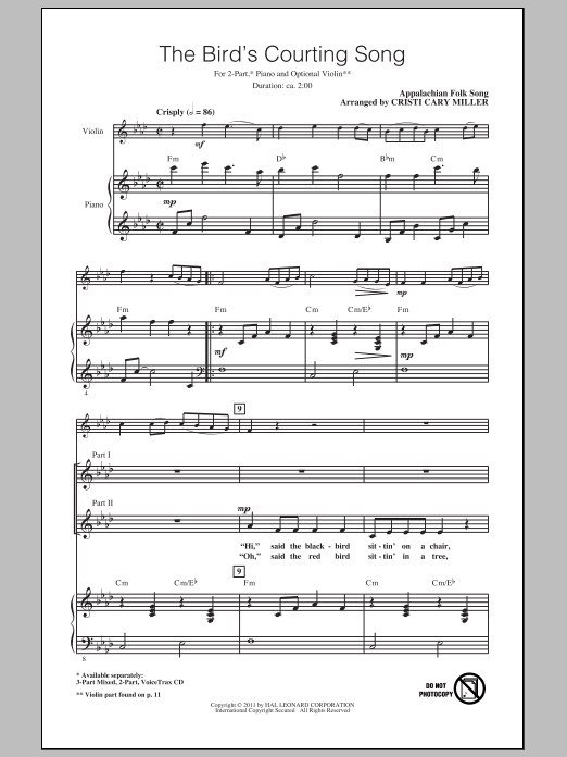 Produktbild zu: The Bird's Courting Song (arr. Cristi Cary Miller)
