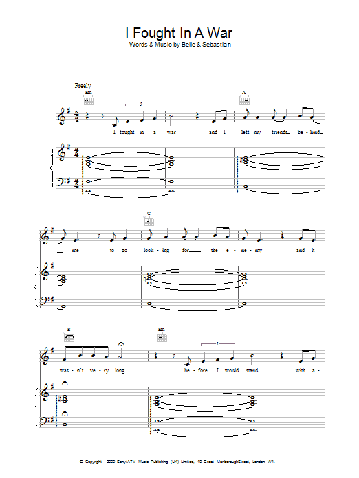 Produktgalerie: Seite 1 von 1 I Fought In A War, Belle And Sebastian, Gesang, Gitarre, Klavier