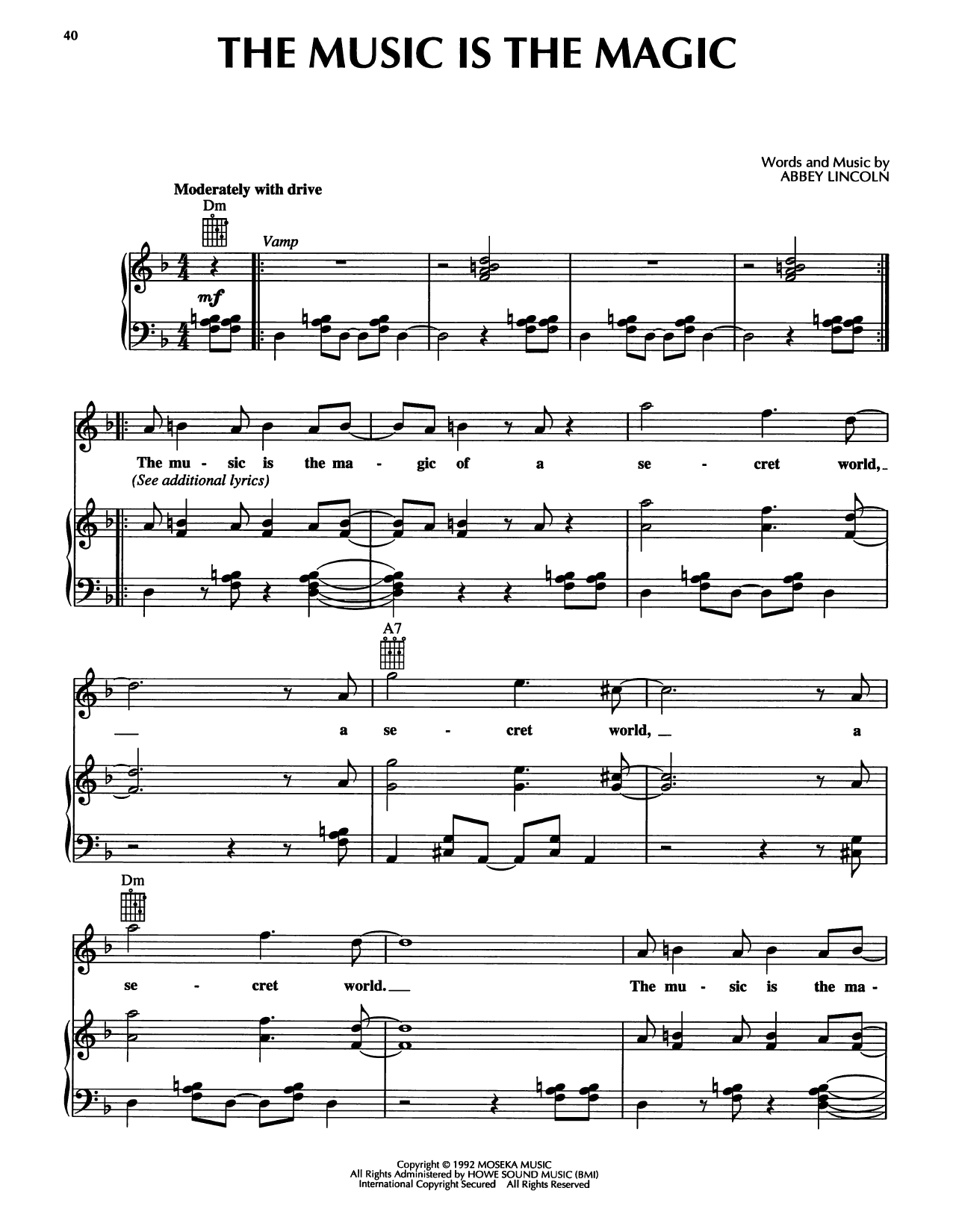 Produktgalerie: Seite 1 von 1 The Music Is The Magic, Abbey Lincoln, Gesang, Gitarre, Klavier