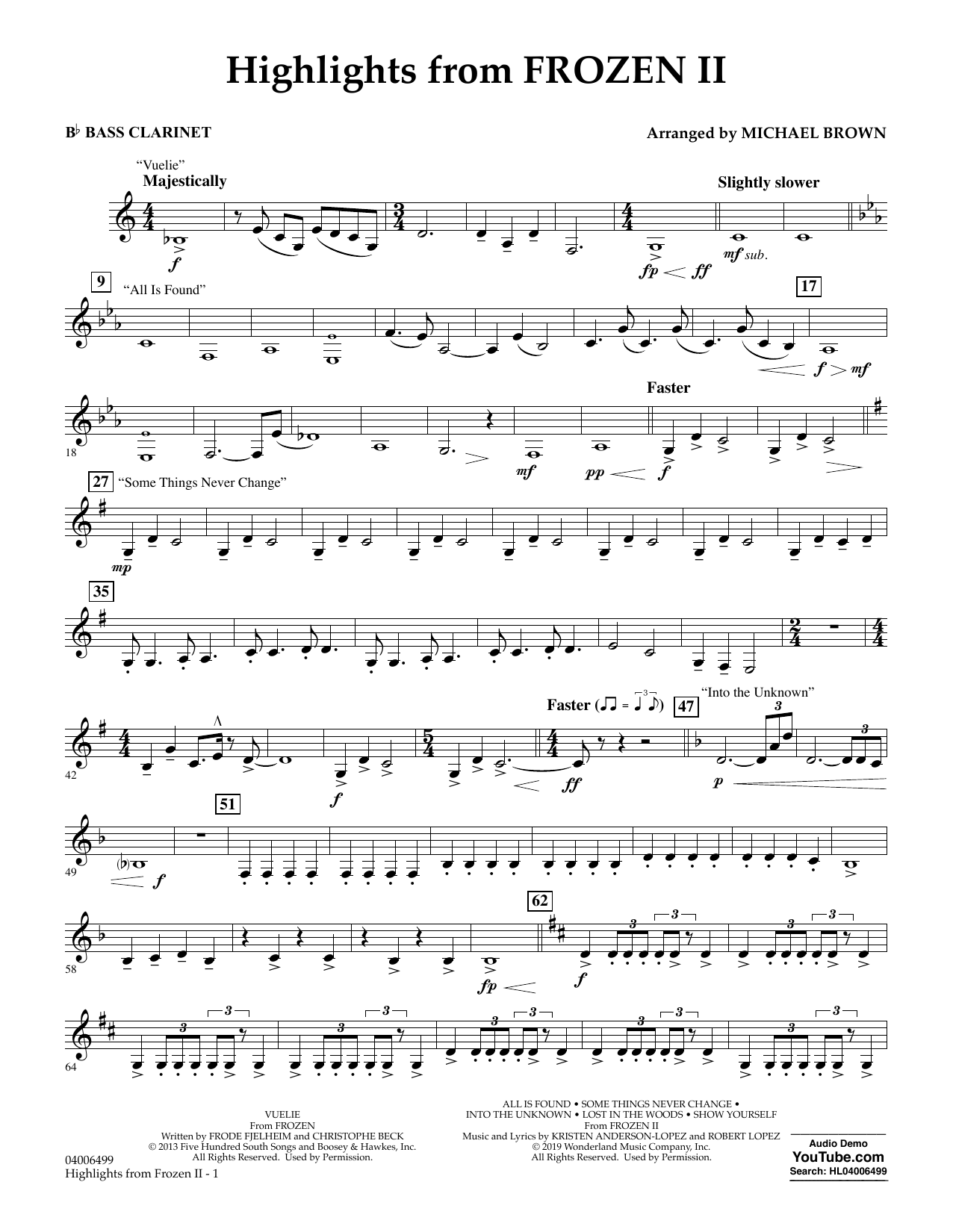 Produktbild zu: Highlights from Disney's Frozen 2 (arr. Michael Brown) - Bb Bass Clarinet