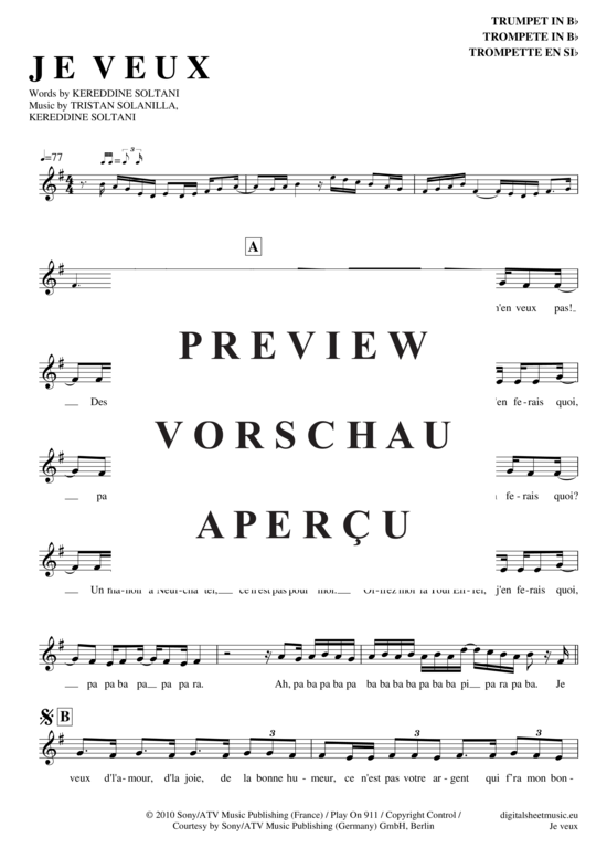gallery: Je Veux , Zaz, (Trompete in B)
