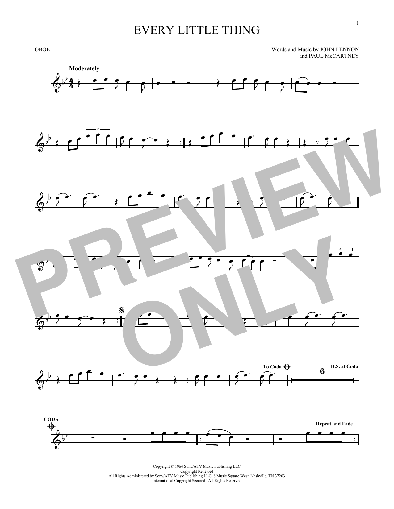 Produktgalerie: Seite 1 von 1 Every Little Thing, The Beatles, Oboe
