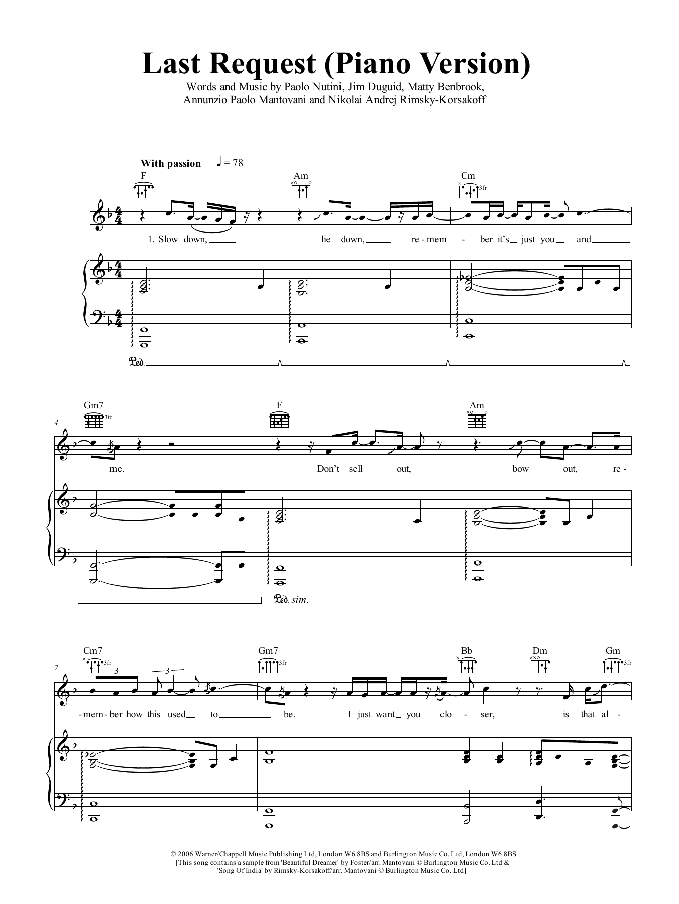 Product picture to: Last Request (piano version)