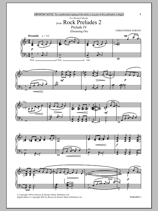 Product gallery: Page 1 of 1 Prelude IV (Dreaming On) (from Rock Preludes 2), Christopher Norton