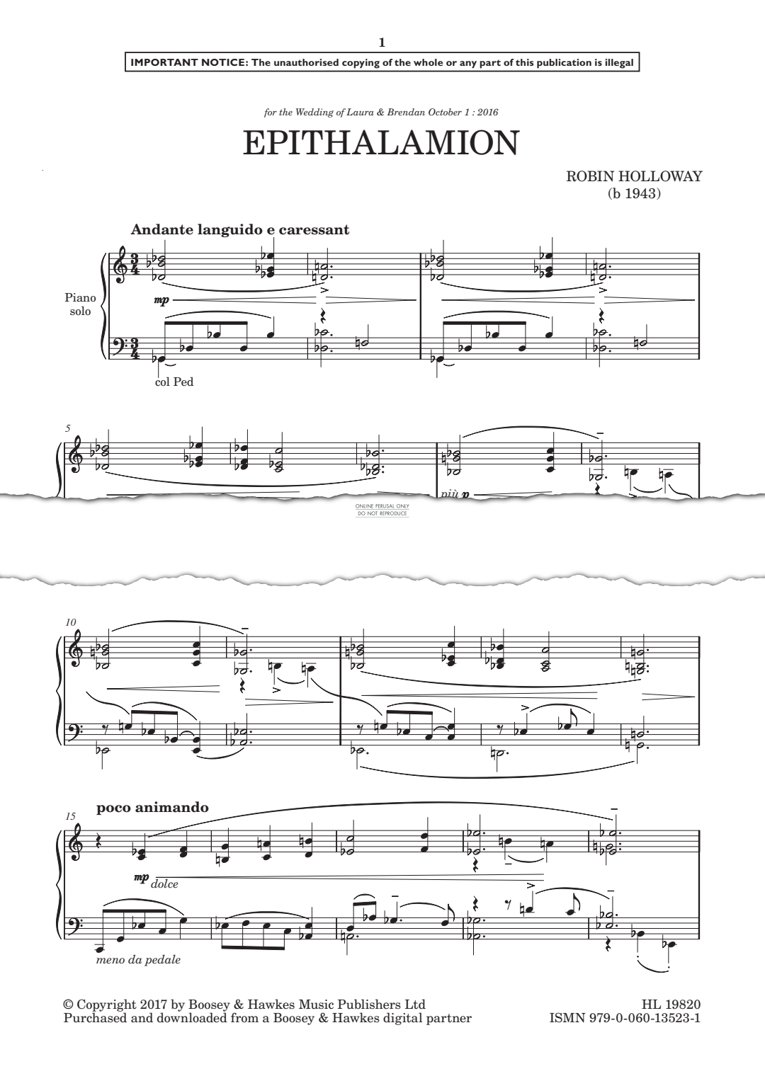 Produktgalerie: Seite 1 von 1 Epithalamion, Robin Holloway, Klavier