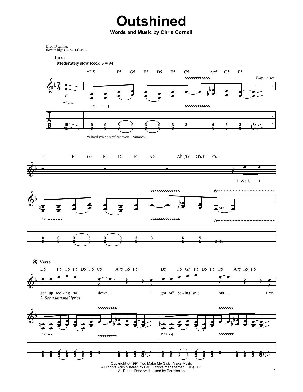 Produktgalerie: Seite 1 von 1 Outshined, Soundgarden, Gitarre