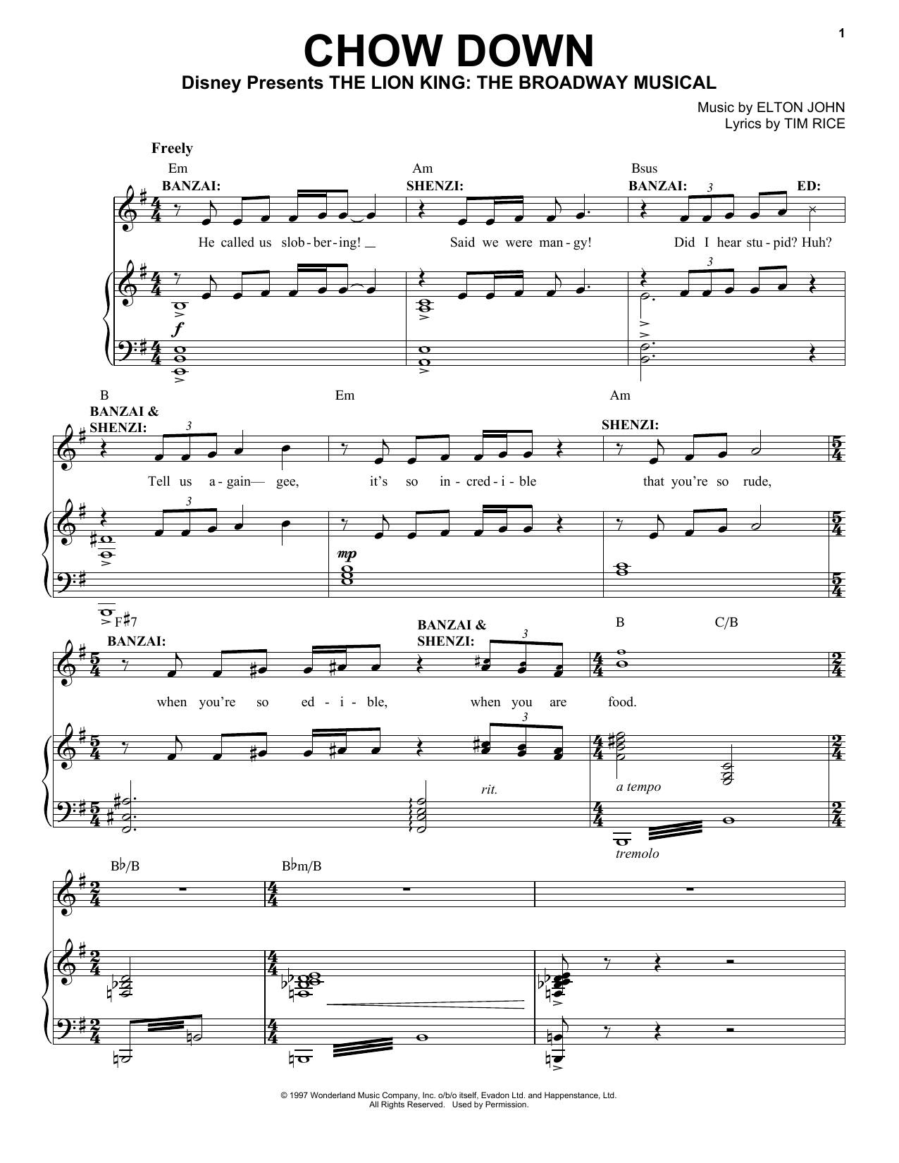 Produktbild zu: Chow Down (from The Lion King: Broadway Musical)