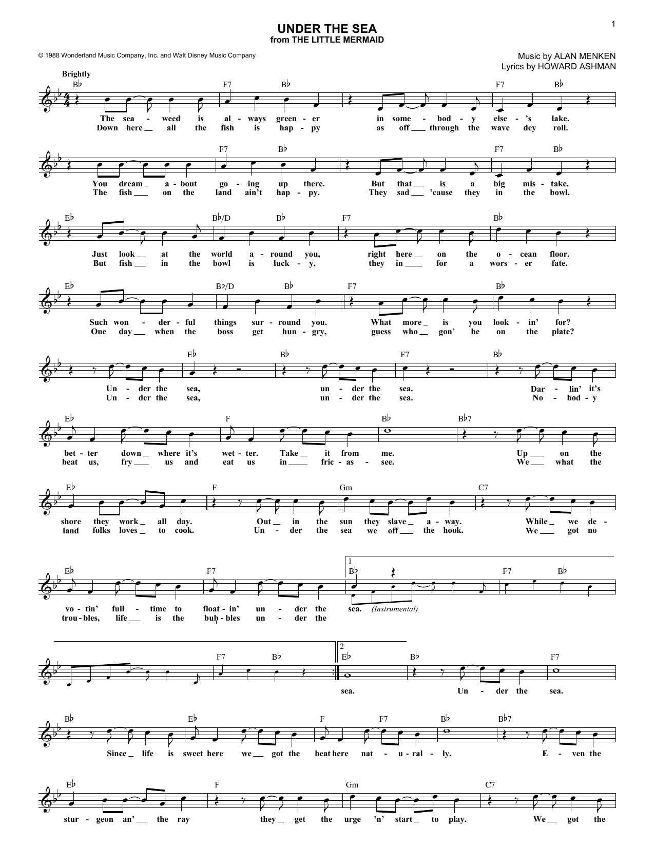 Produktbild zu:  Under The Sea (from The Little Mermaid) - Alan Menken