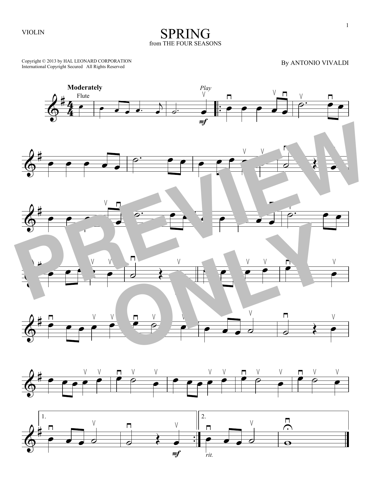 Product gallery: Page 1 of 1 Spring (from The Four Seasons), Antonio Vivaldi