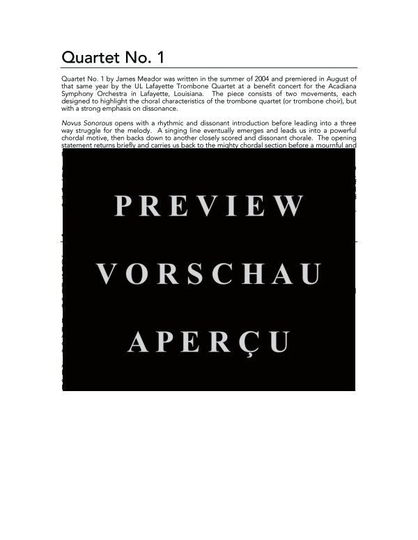 Product gallery: Page 4 of 11 Quartet No. 1, , (Trombone quartet)