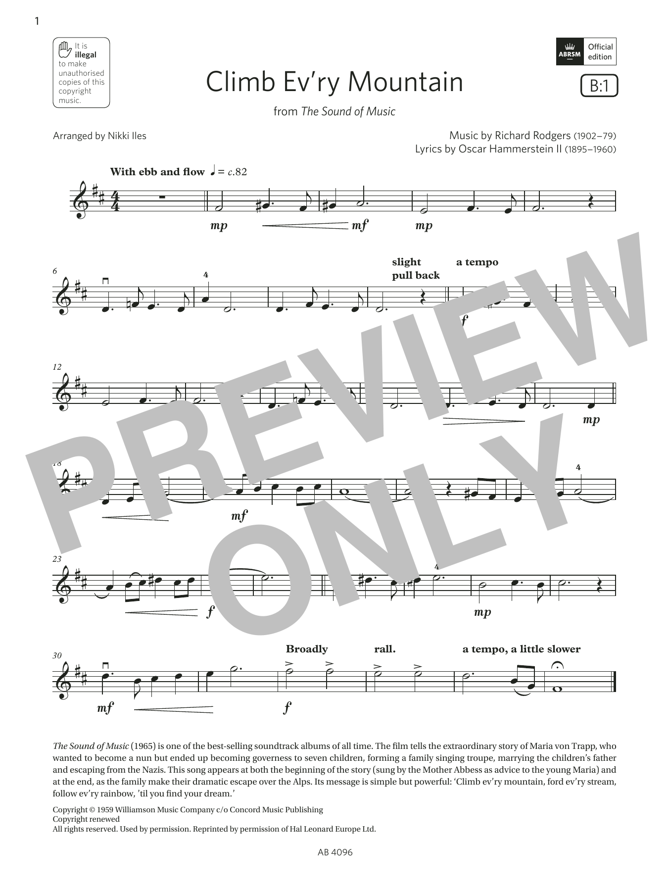 Product gallery: Page 1 of 1 Climb Ev'ry Mountain (Grade 2, B1, from the ABRSM Violin Syllabus from 2024), Rodgers & Hammerstein
