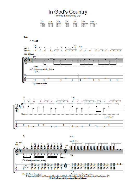 Produktgalerie: Seite 1 von 1 In God's Country, U2, Gitarre