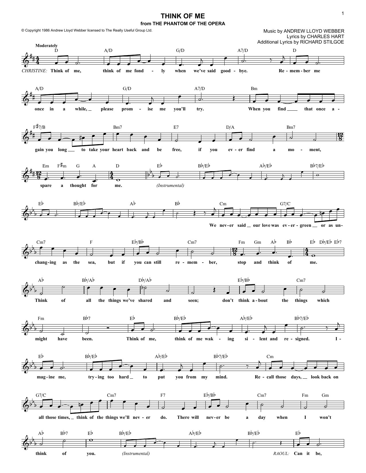Produktgalerie: Seite 1 von 1 Think Of Me (from The Phantom Of The Opera), Andrew Lloyd Webber