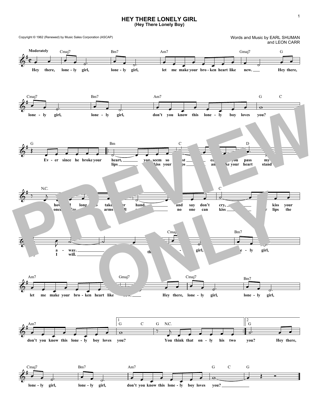 Produktbild zu: Hey There Lonely Girl (Hey There Lonely Boy)