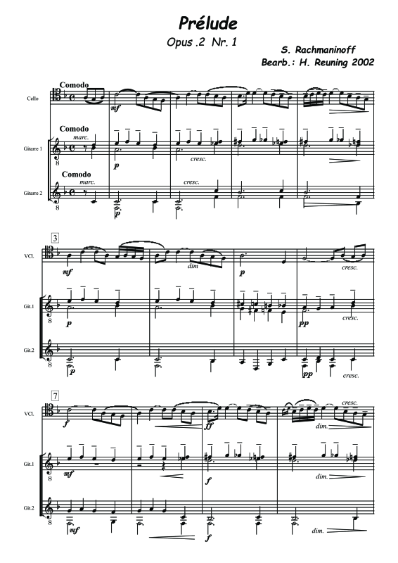 gallery: Prelude Opus 2 Nr.1, , Trio für 2 Gitarren und Violoncello