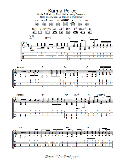 Produktgalerie: Seite 1 von 1 Karma Police, Radiohead, Gitarre