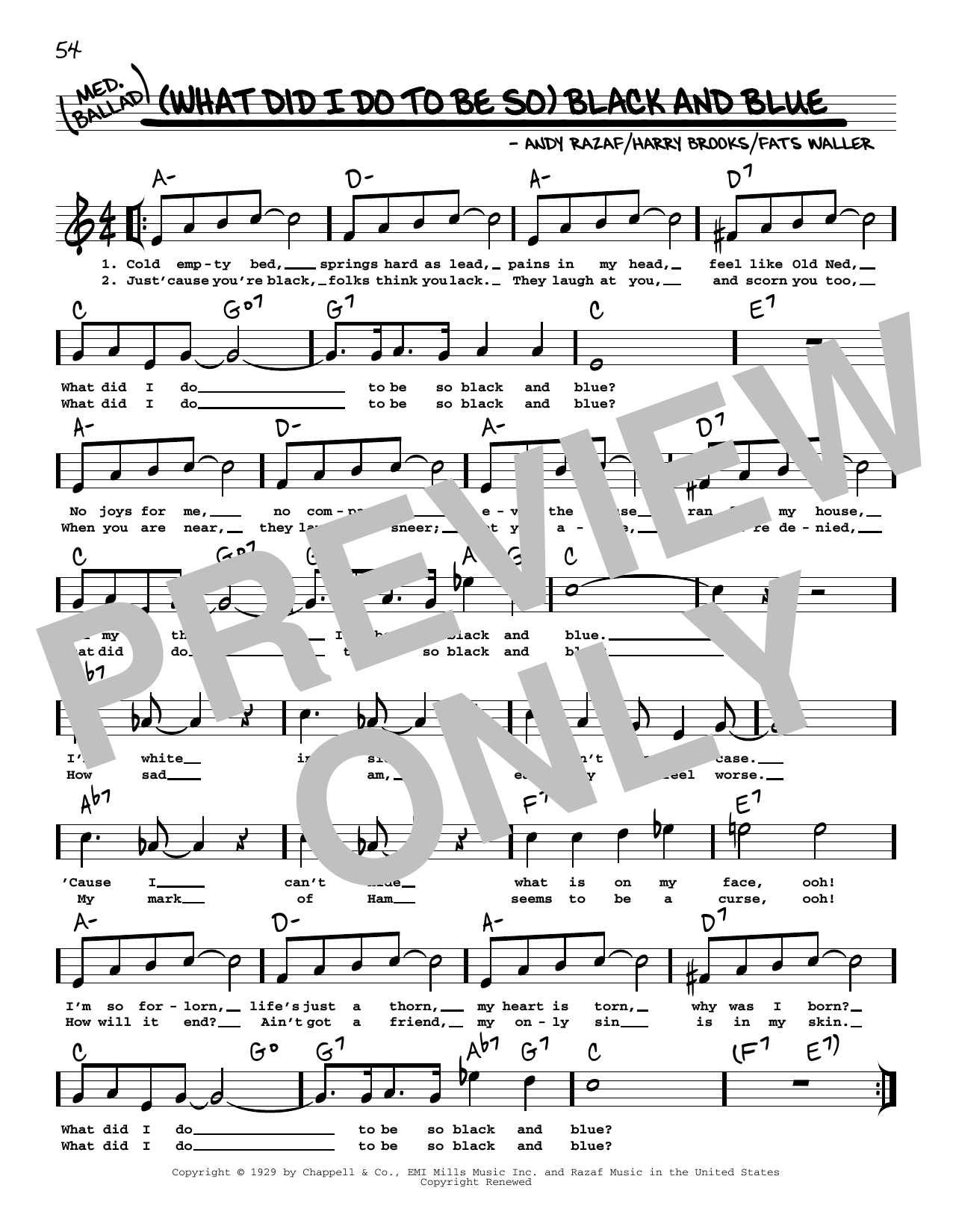 Produktbild zu: (What Did I Do To Be So) Black And Blue (arr. Robert Rawlins)