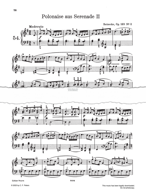 Produktgalerie: Seite 1 von 1 Polonaise Serenade II, Op. 183, Nr. 2, Carl Reinecke, Klavier
