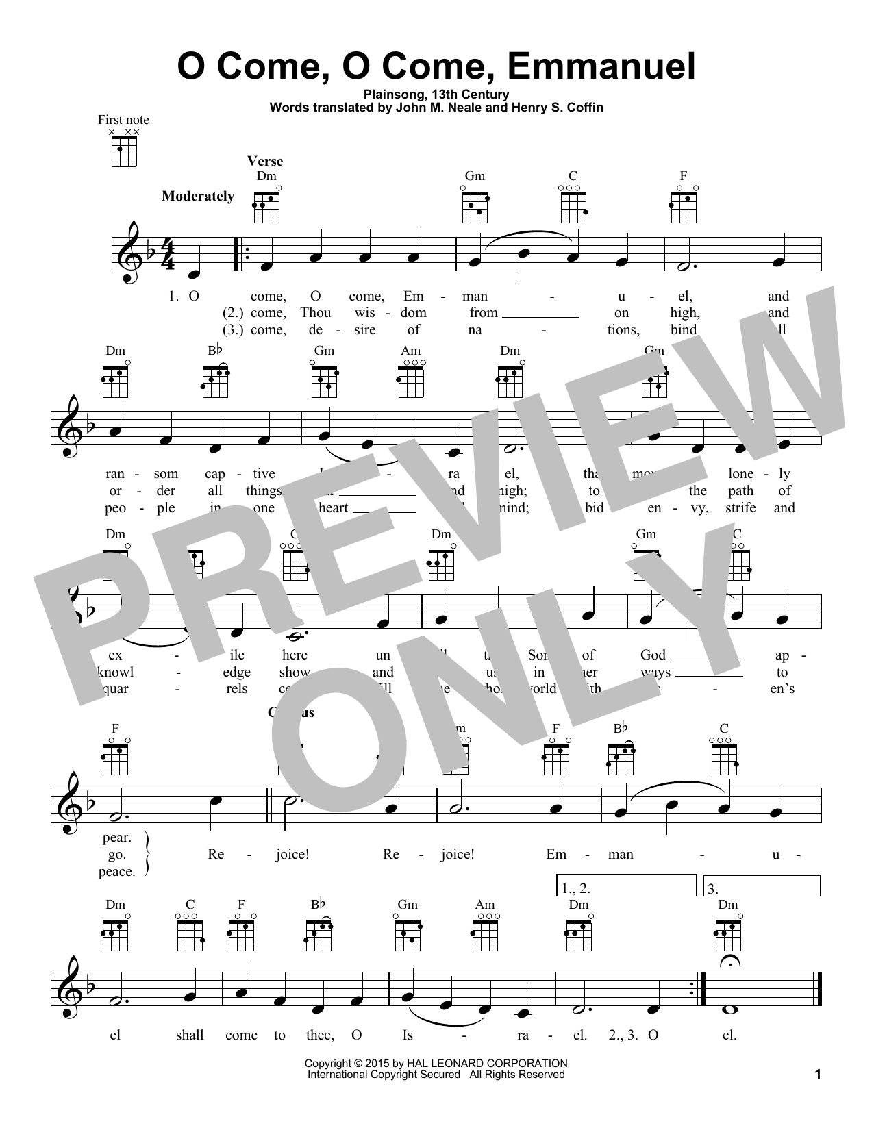 Product gallery: Page 1 of 1 O Come, O Come Immanuel, Plainsong, 13th Century