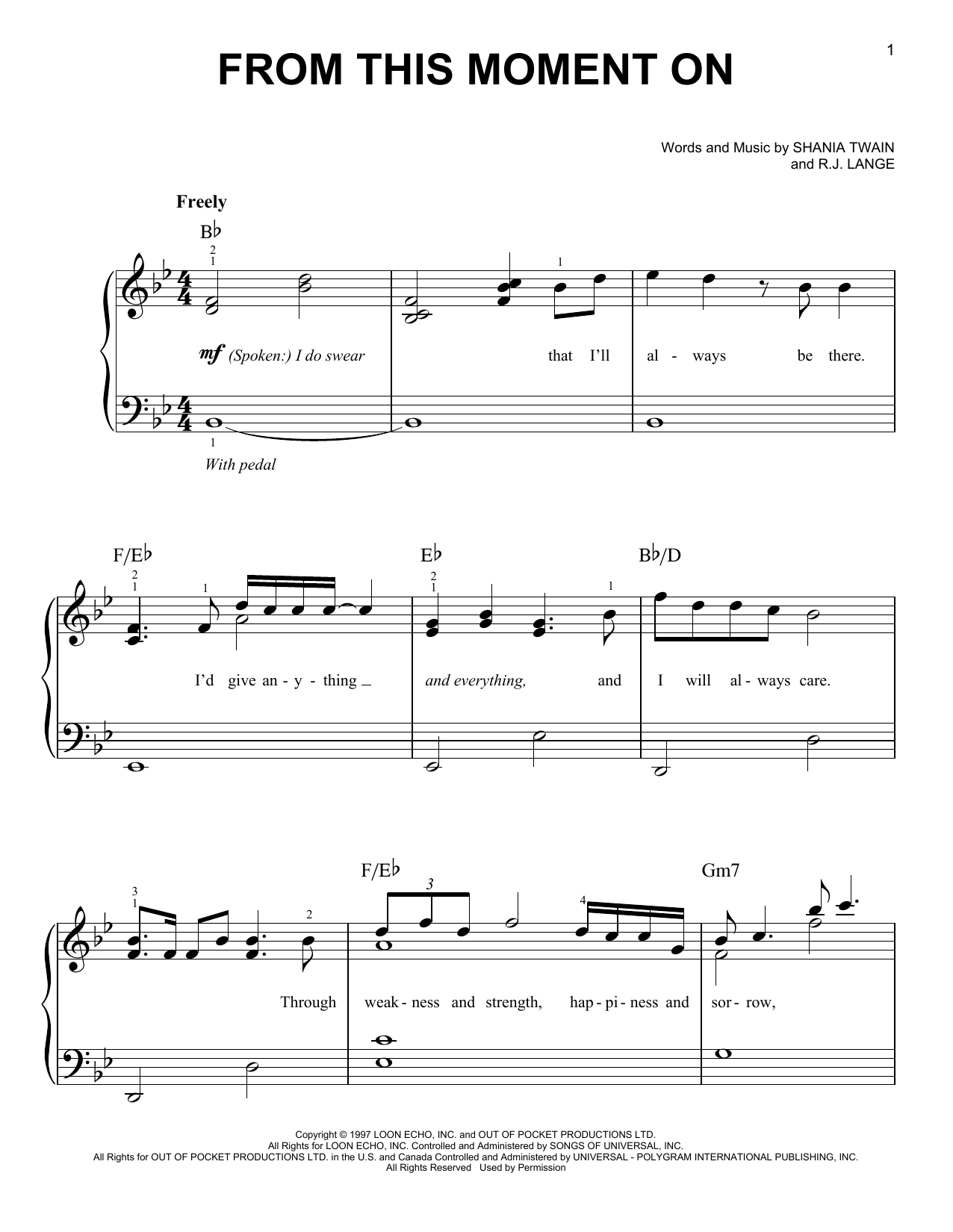Produktgalerie: Seite 1 von 1 From This Moment On, Shania Twain, Klavier
