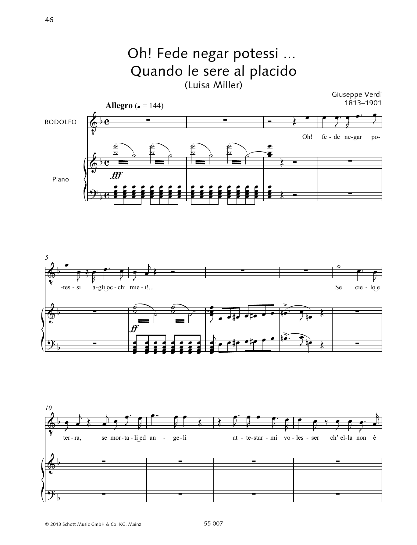 Produktbild zu: Oh! Fede negar potessi ... Quando le sere al placido