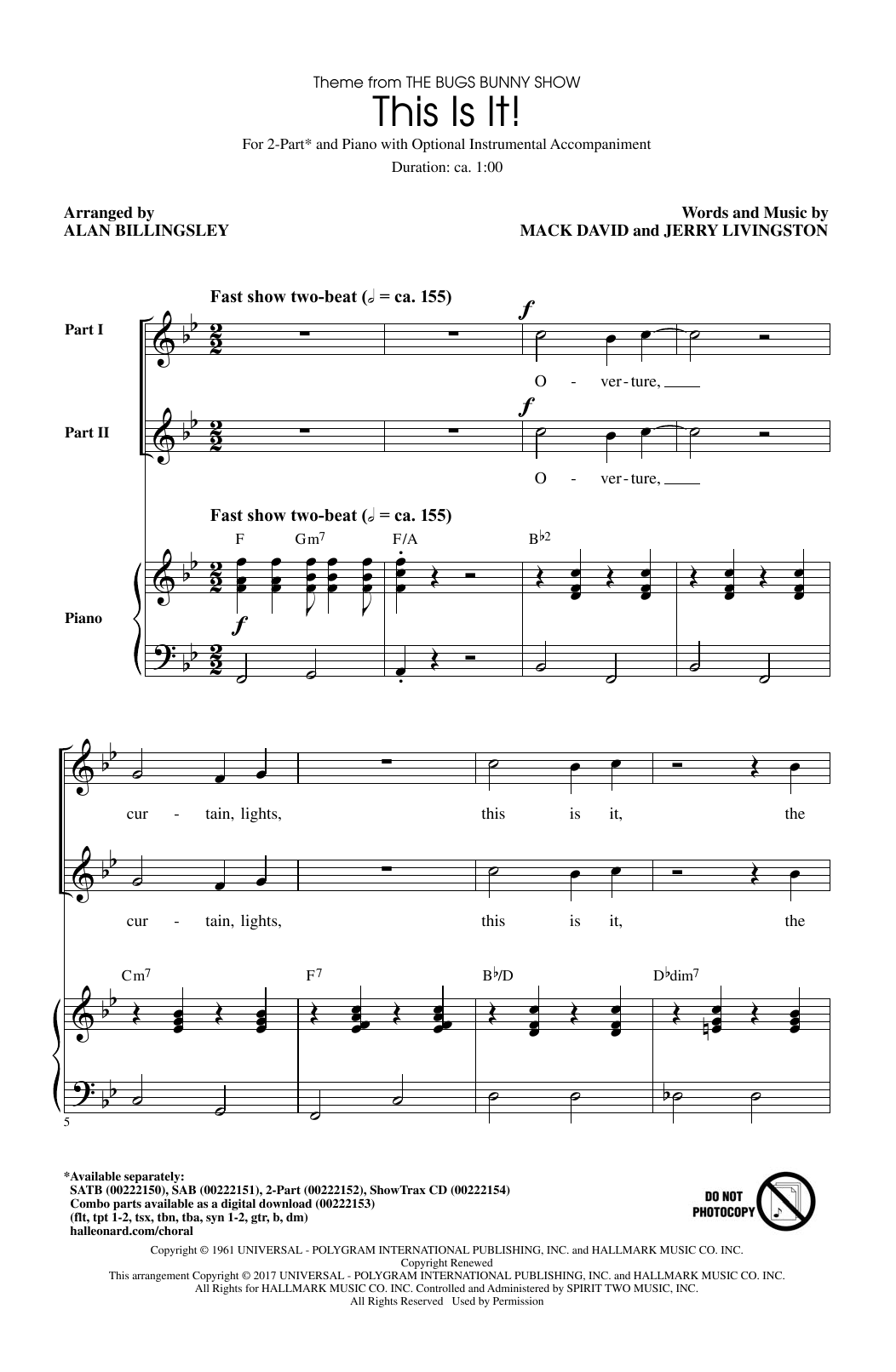 Product picture to: This Is It (arr. Alan Billingsley)