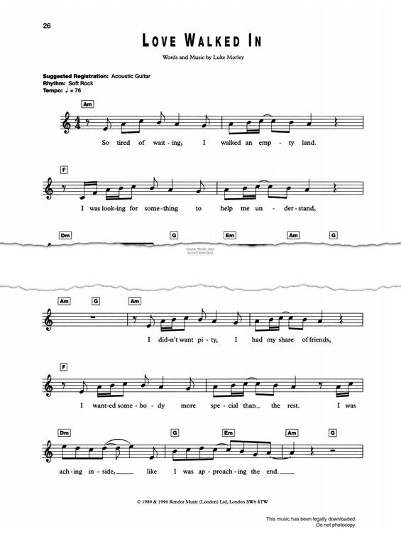 Produktgalerie: Seite 1 von 1 Love Walked In, Thunder, Gesang, Keyboard