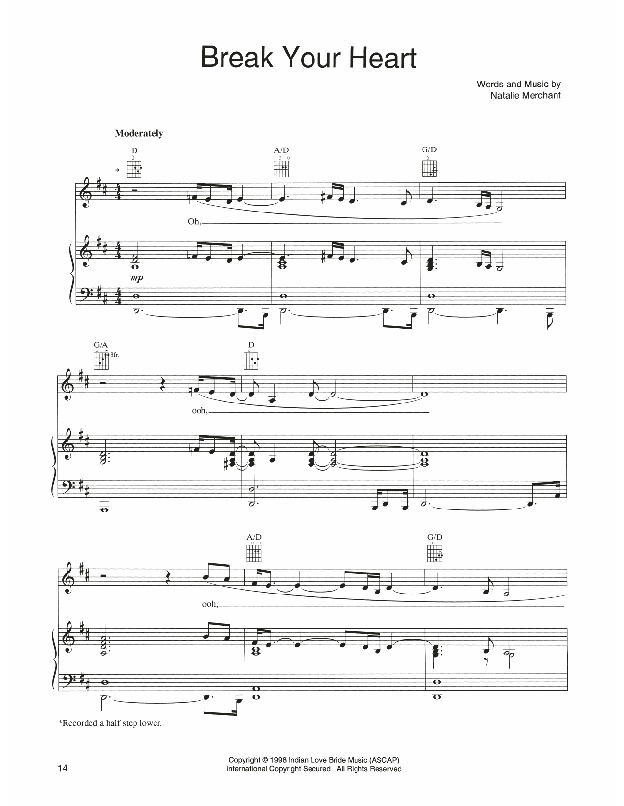 Produktgalerie: Seite 1 von 1 Break Your Heart, Natalie Merchant, Gesang, Gitarre, Klavier