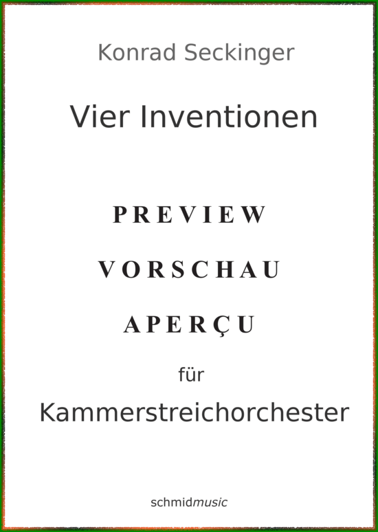 Produktgalerie: Seite 2 von 21 Vier Inventionen , , (Streichquintett, Stimmen)