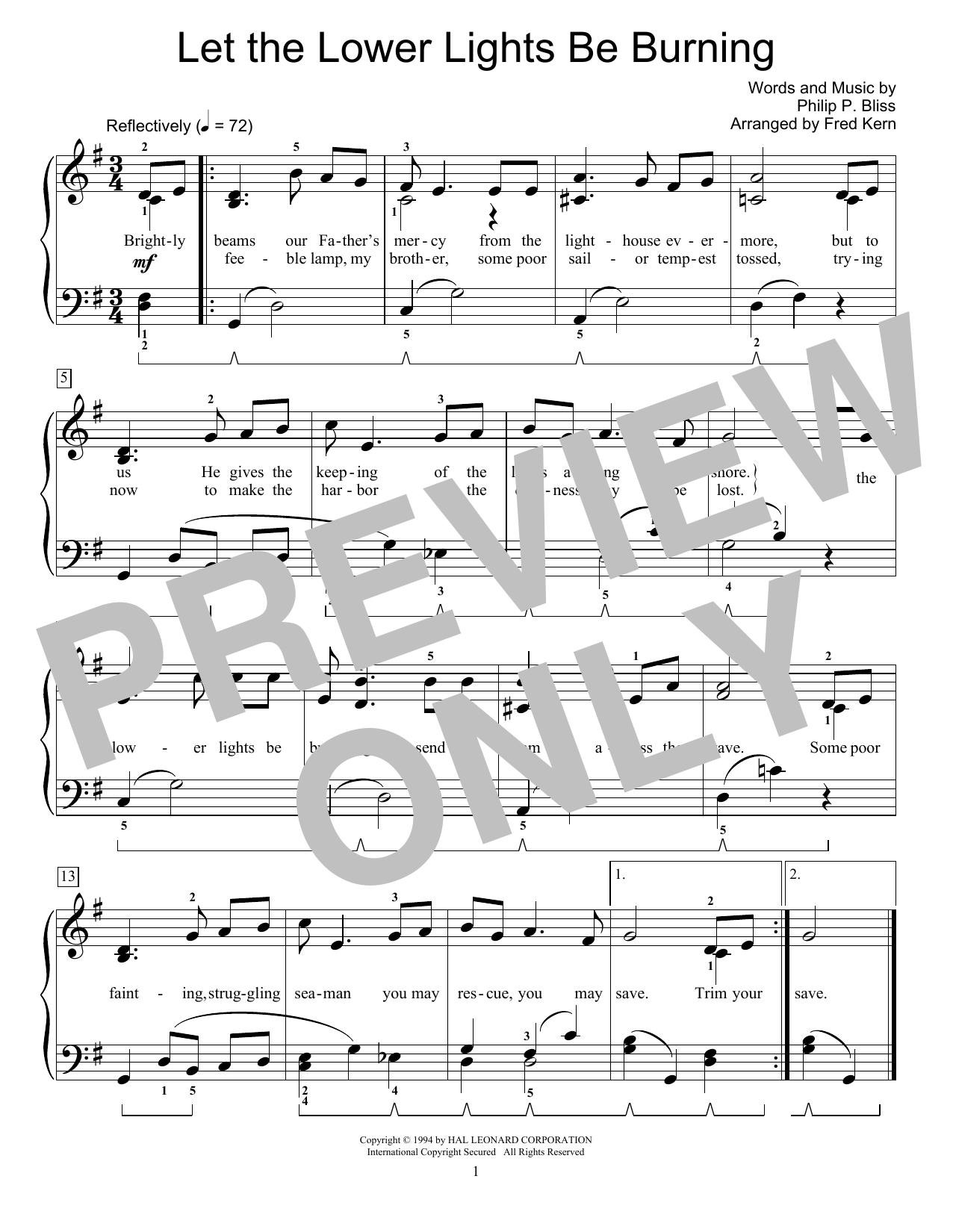 Produktbild zu: Let The Lower Lights Be Burning (arr. Fred Kern)