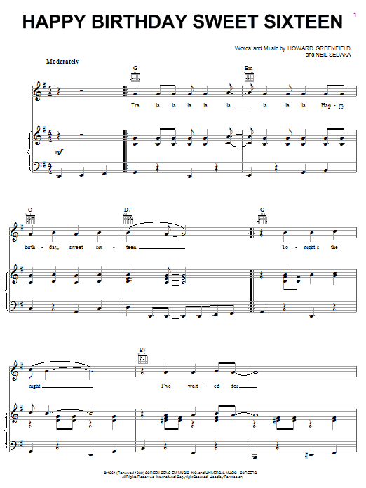 Product picture to:  Happy Birthday Sweet Sixteen - Neil Sedaka