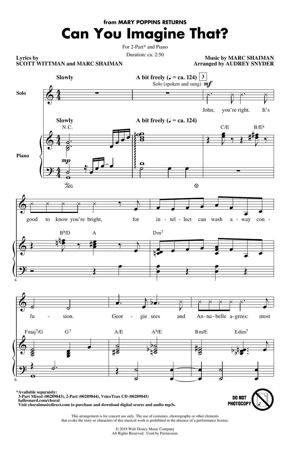 Product picture to: Can You Imagine That? (from Mary Poppins Returns) (arr. Audrey Snyder)