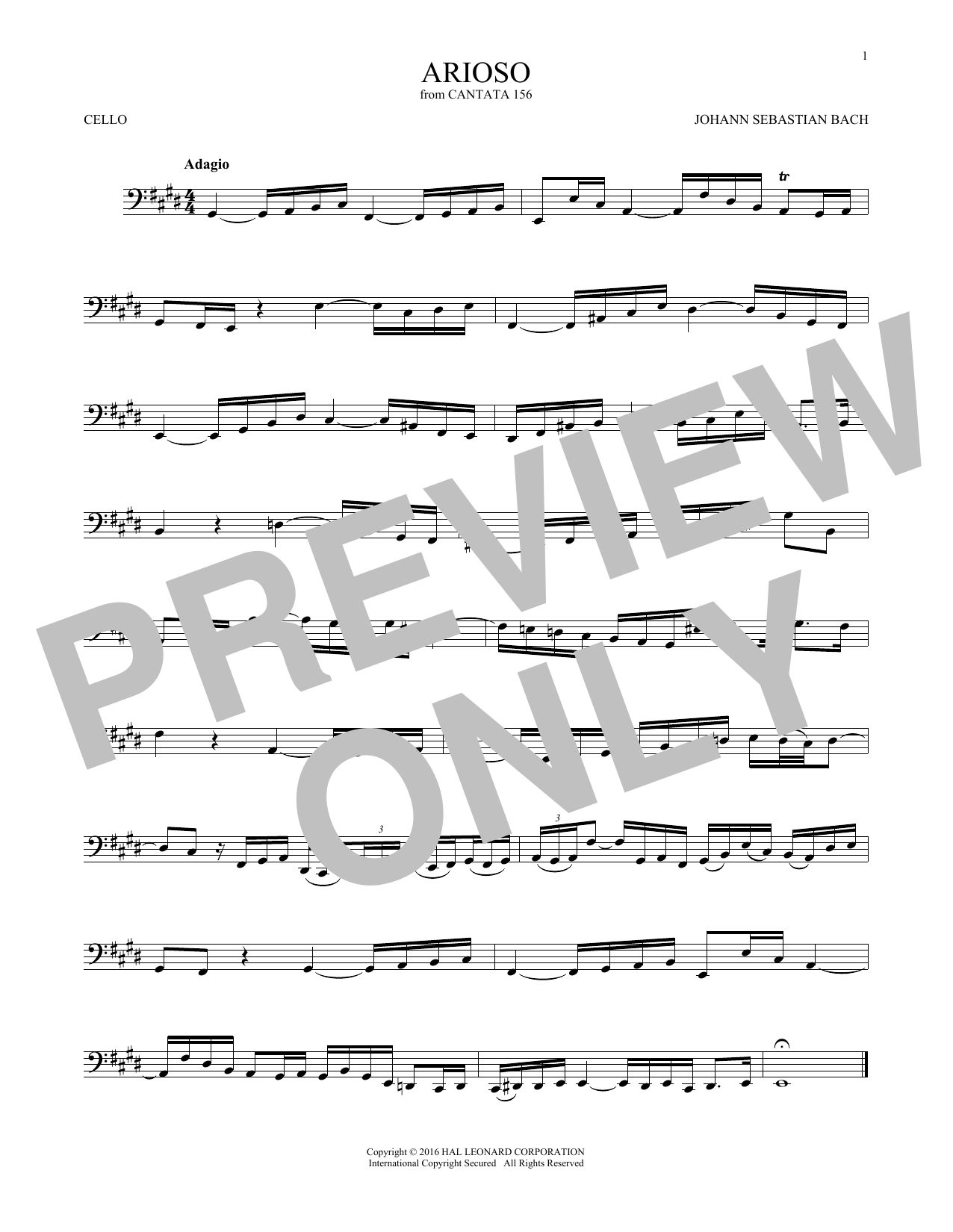 Produktgalerie: Seite 1 von 1 Arioso, Johann Sebastian Bach, Violoncello