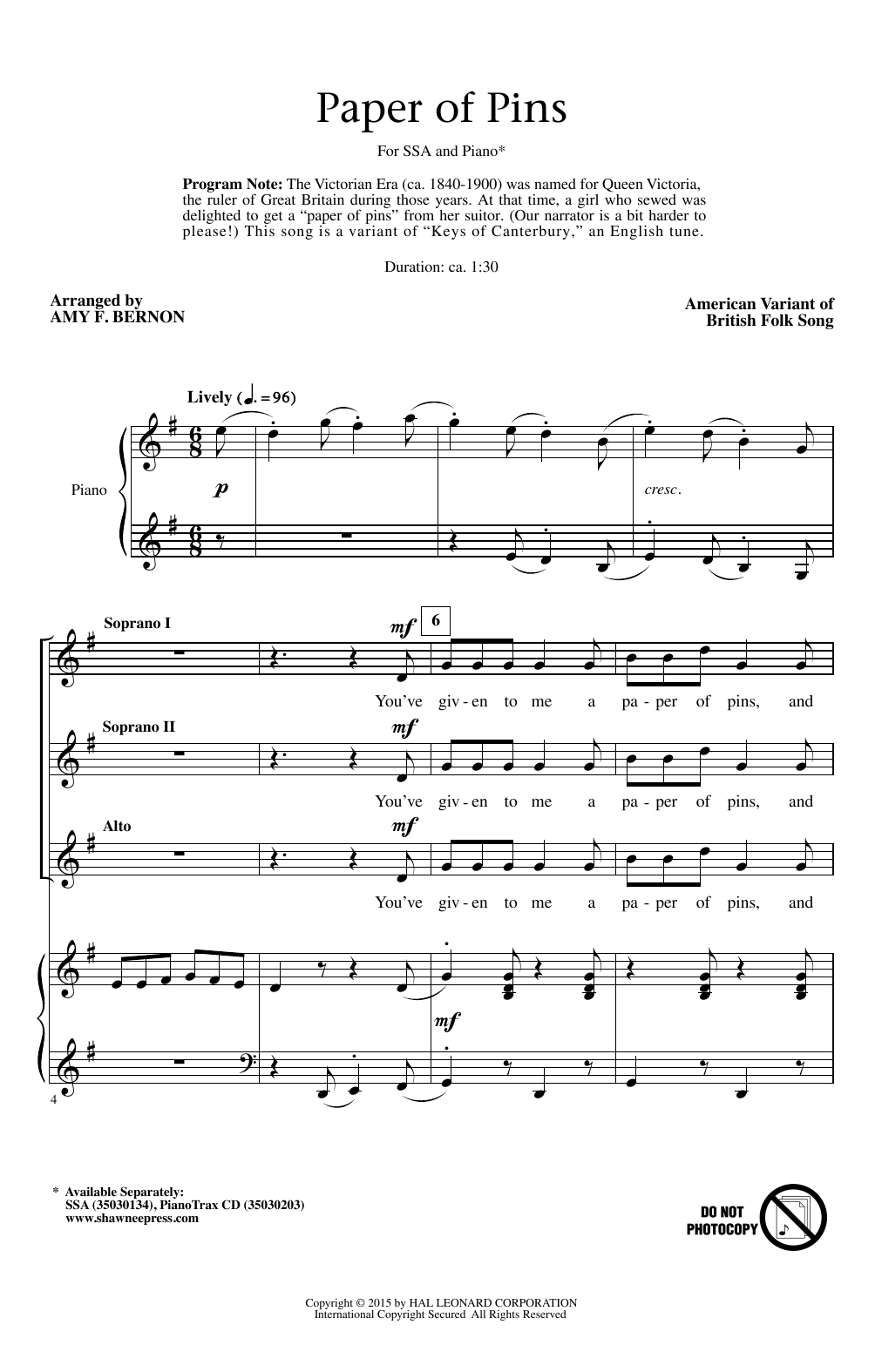 Produktgalerie: Seite 1 von 1 A Paper Of Pins, Amy Bernon, Chor