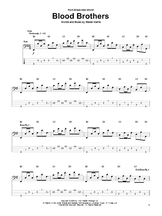 Produktgalerie: Seite 1 von 1 Blood Brothers, Iron Maiden, E-Bass