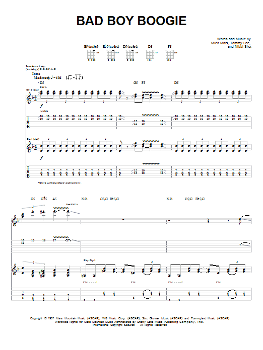 Produktgalerie: Seite 1 von 1 Bad Boy Boogie, Motley Crue, Gitarre