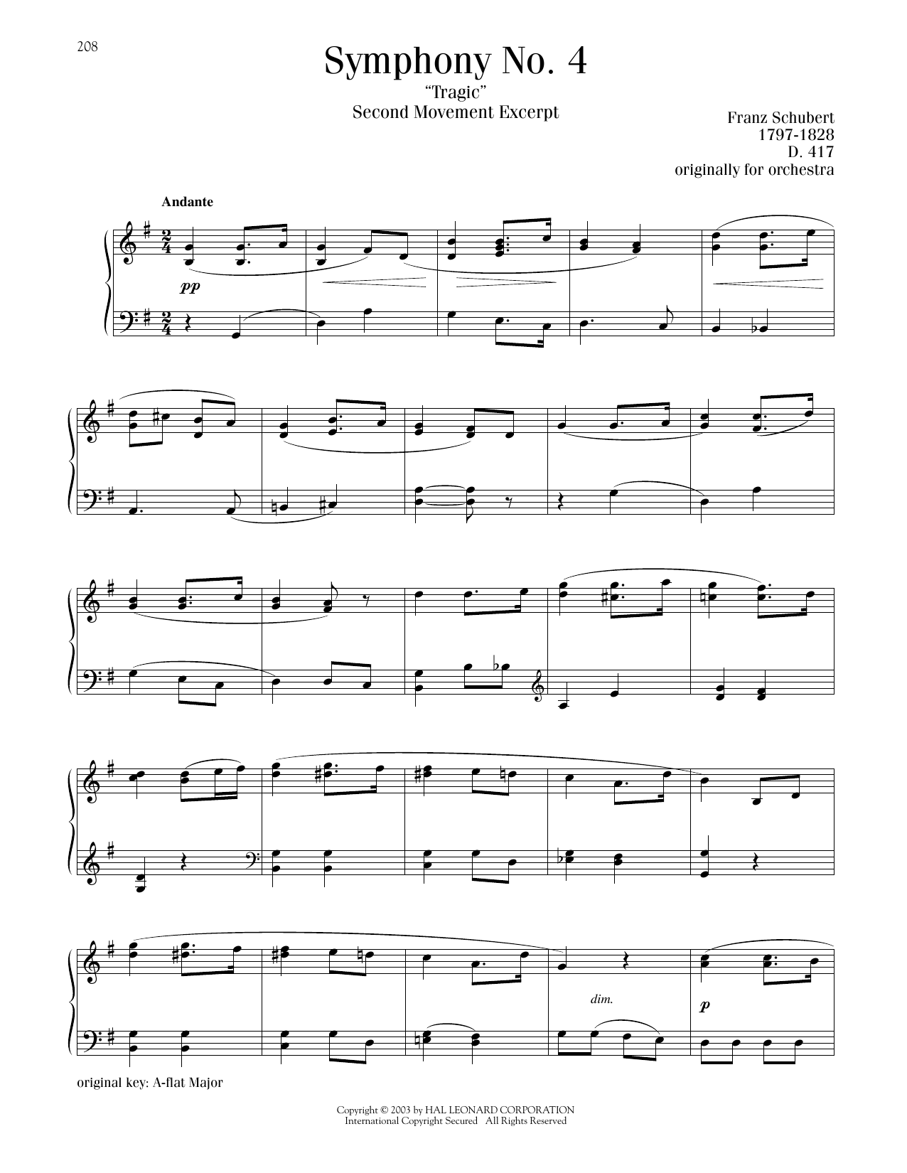 Product picture to: Symphony No. 4 ("Tragic") In C Minor, 2nd Movement