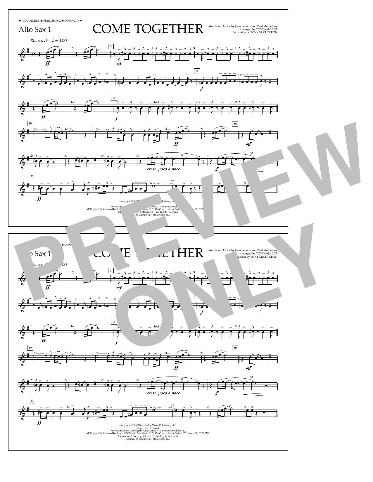 Produktbild zu: Come Together (arr. Tom Wallace) - Alto Sax 1
