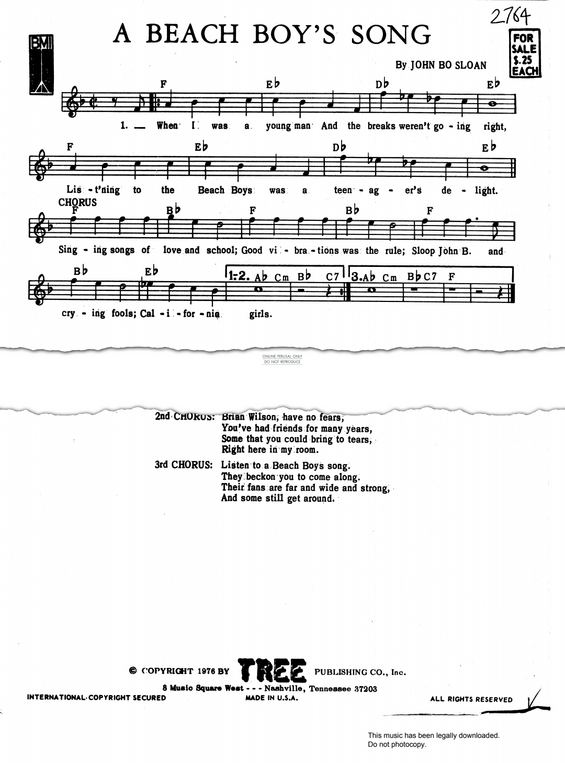 Product gallery: Page 1 of 1 A Beach Boy's Song, John Bo Sloan