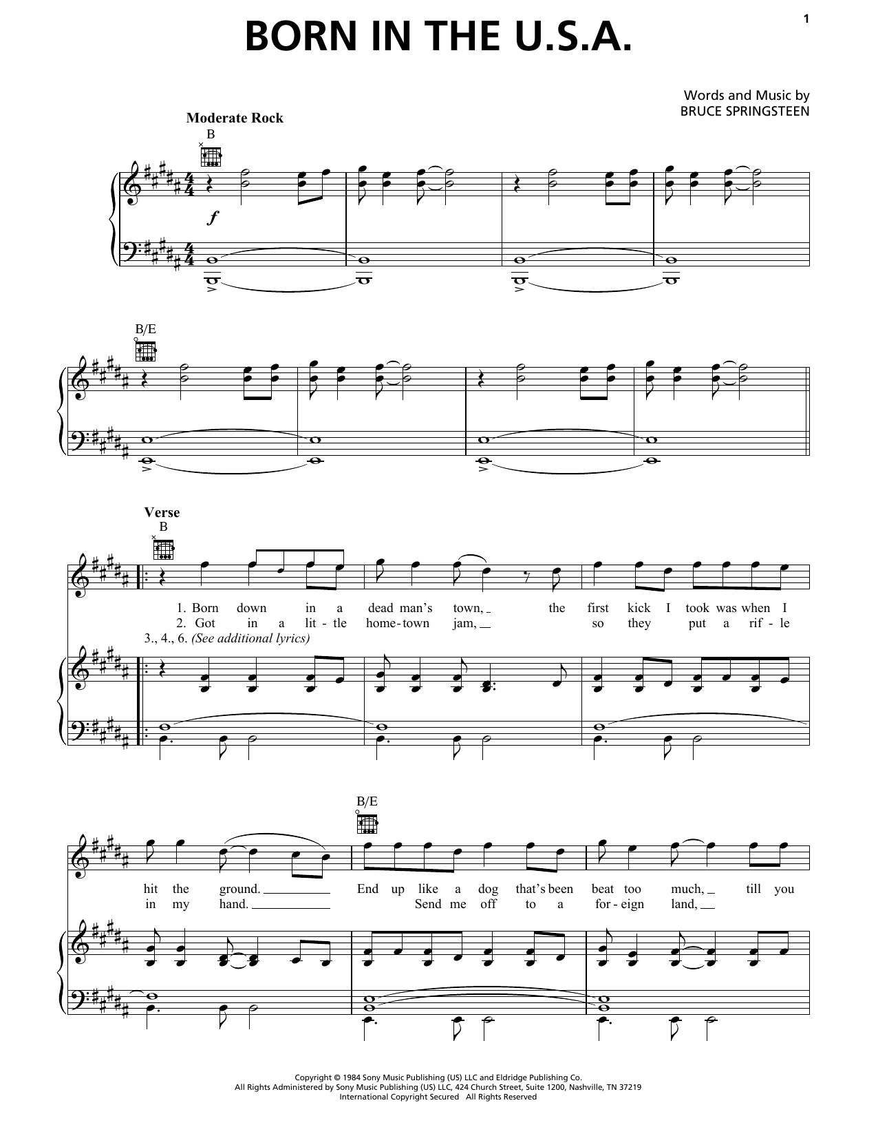 Produktgalerie: Seite 1 von 1 Born In The U.S.A., Bruce Springsteen, Gesang, Gitarre, Klavier