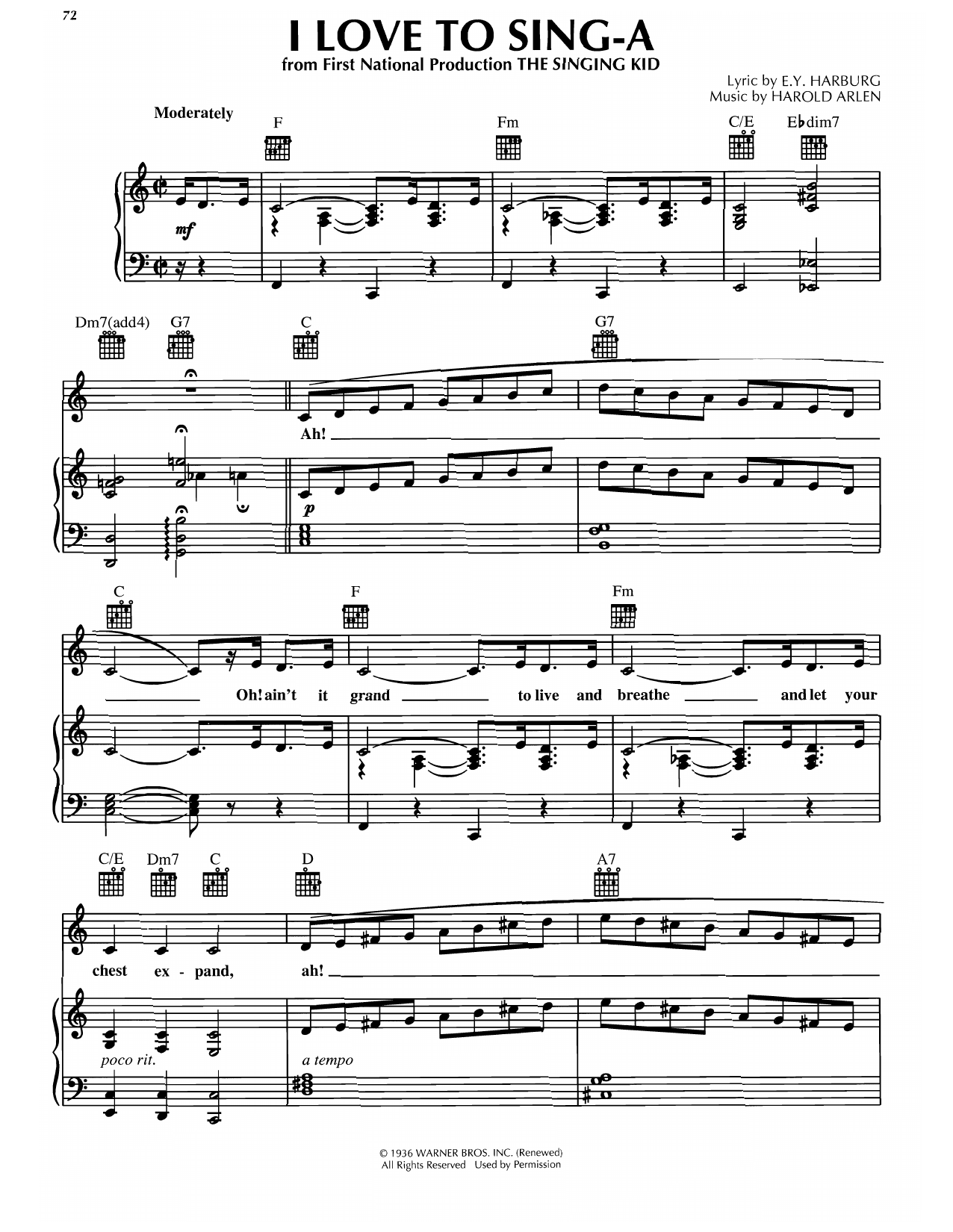 Produktgalerie: Seite 1 von 1 I Love To Sing-a, Harold Arlen, Gesang, Gitarre, Klavier